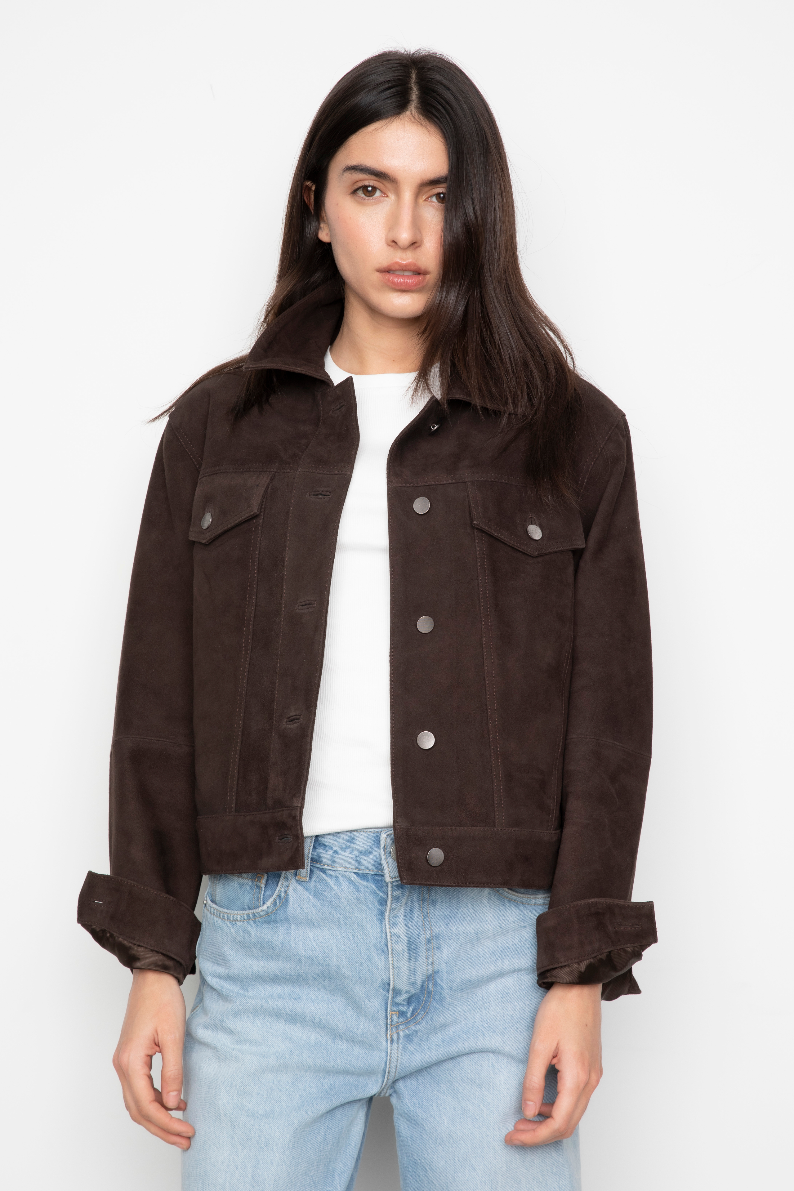 aLORS paris Blouson【Gabi-ガビ-】DarkBrown Camilla Pihl | Leslie Leather Jacket - Dark Brown Suede