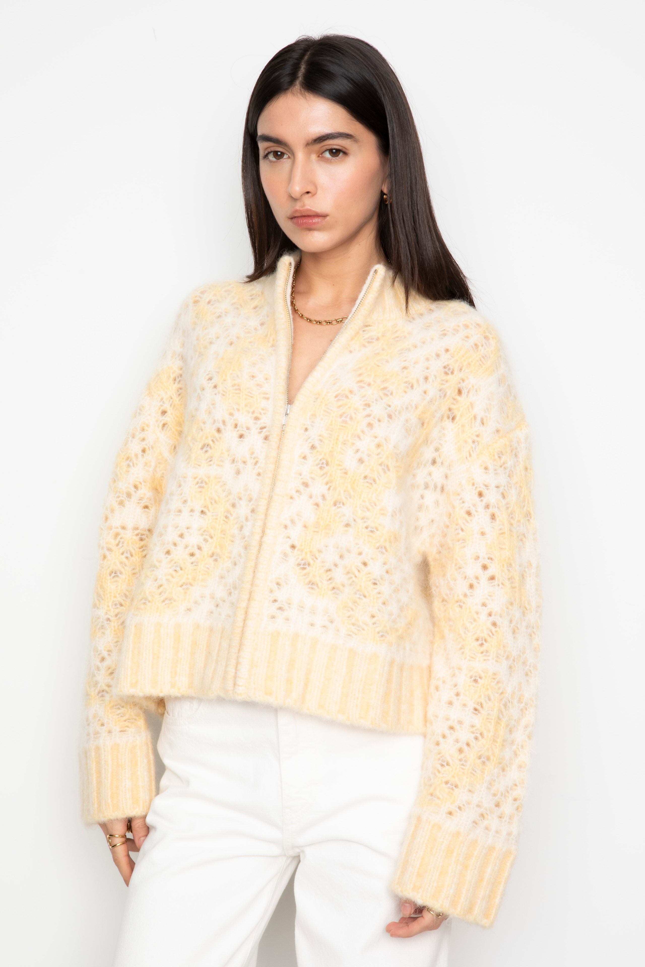 unif ニット ひまわり セーター ニット 「HOOK」サガラ刺繍風ひまわり総柄ニット メンズ