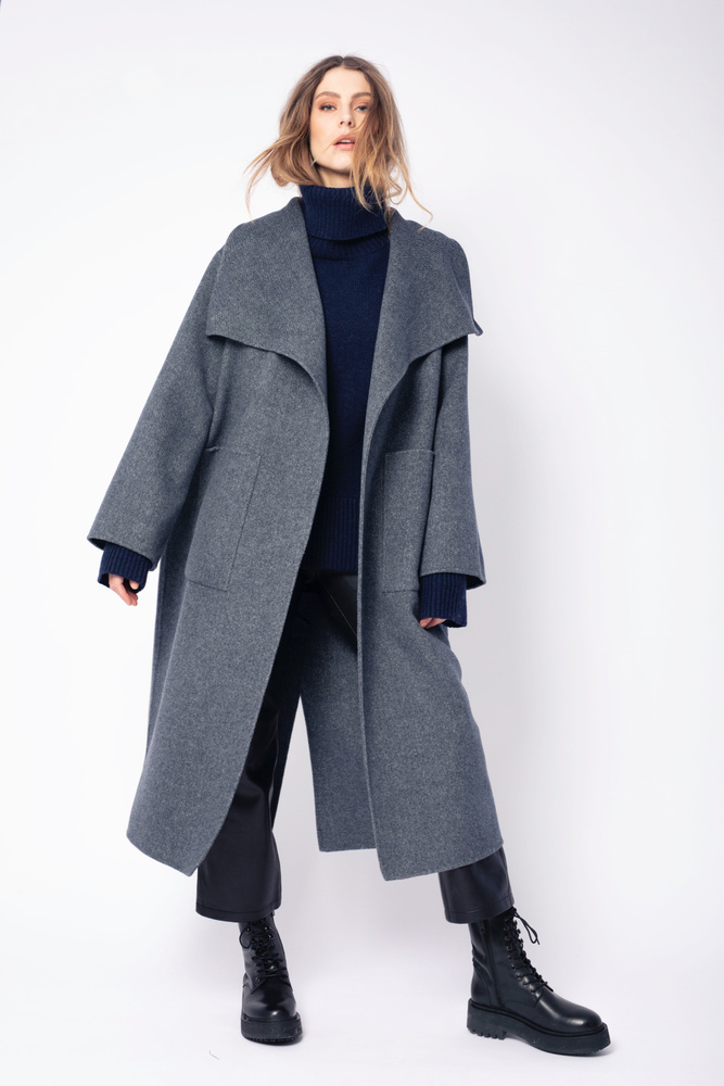 Lana Coat Navy Melange
