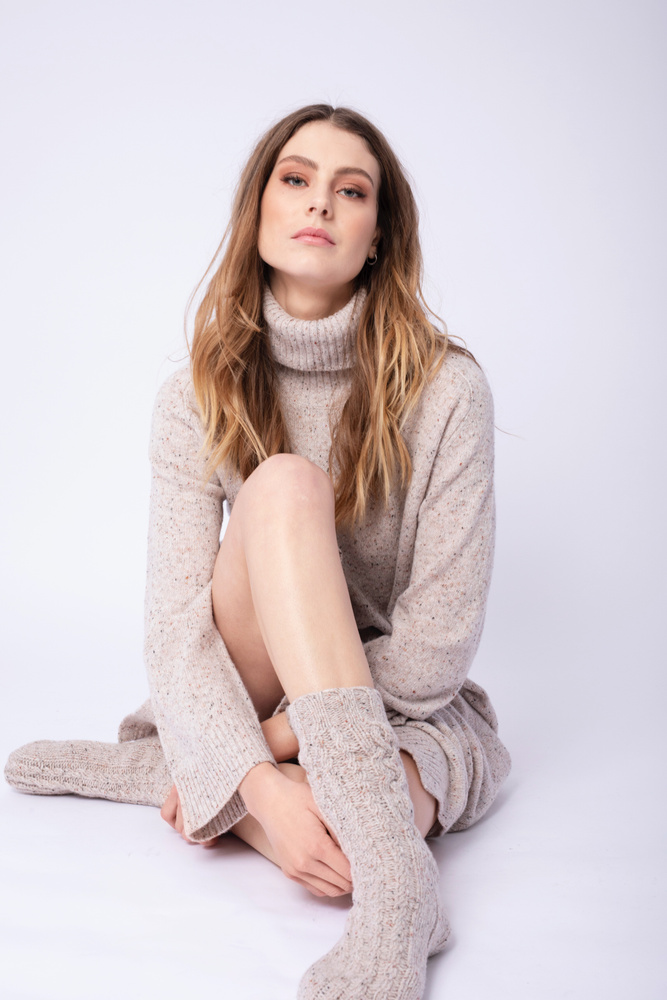 Evelyn Knit Dress Sand Tweed Melange