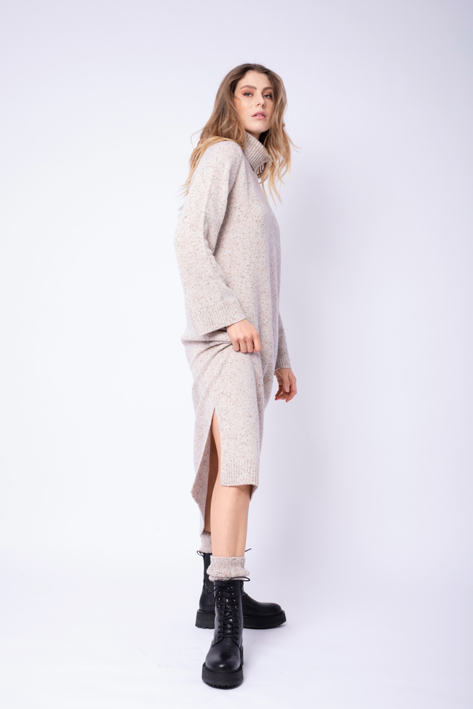 Evelyn Knit Dress Sand Tweed Melange