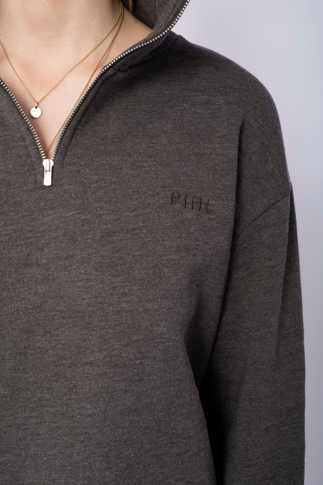 Olivia Zip Sweat Graphite Melange