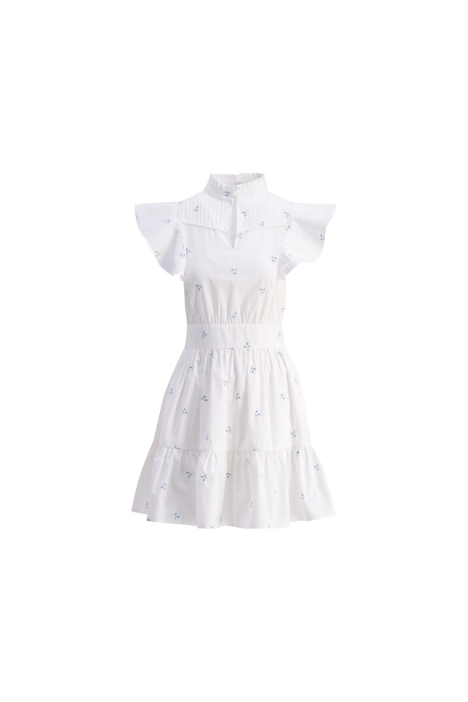 Senorita Dress Embroidered Blue Flower