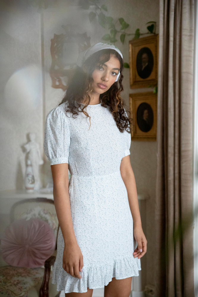 Venice Dress Blue Flower Print