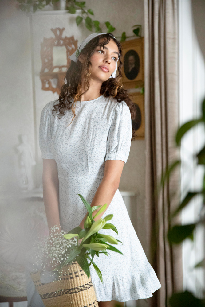Venice Dress Blue Flower Print