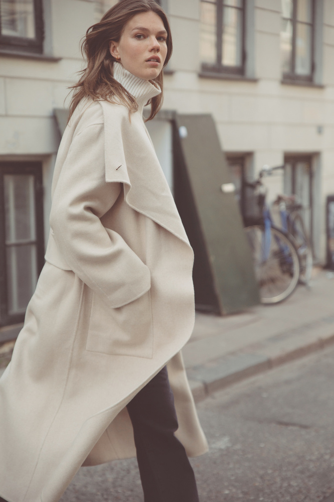 Lana Coat Cream Melange