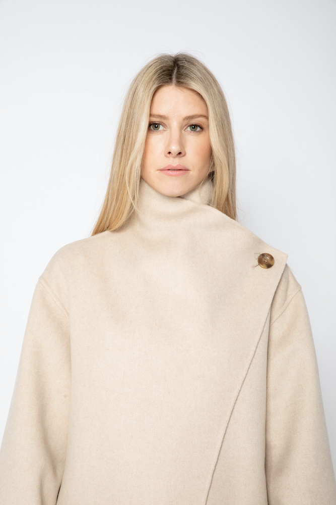 Lana Coat Cream Melange