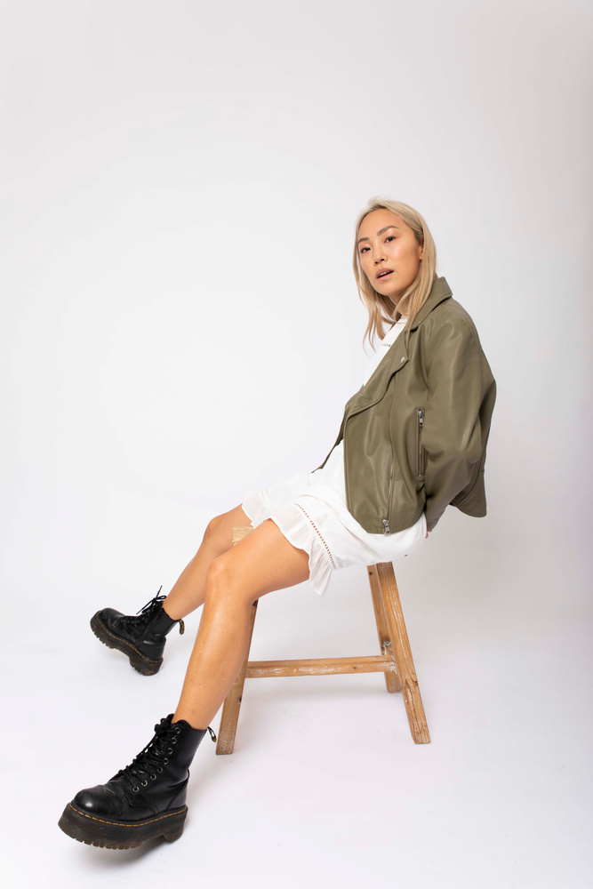 Kendra Leather Jacket Army
