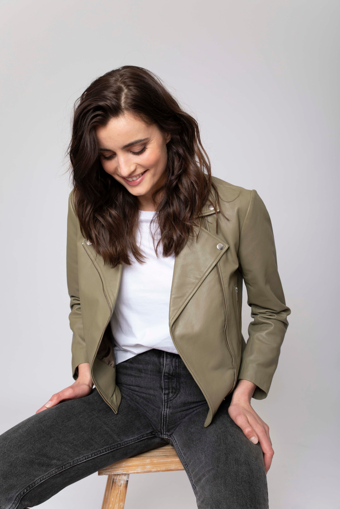 Kendra Leather Jacket Army