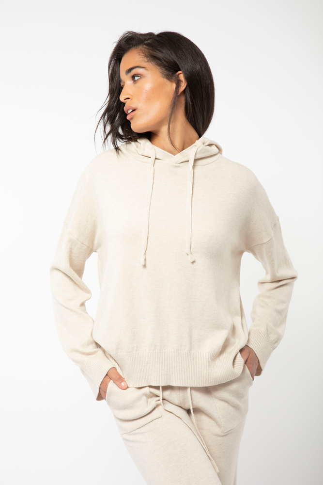 Multe Hoodie Knit Cream Melange